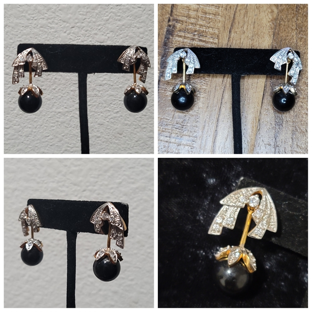 Vtg JBK Signed Dangle Earrings Bling